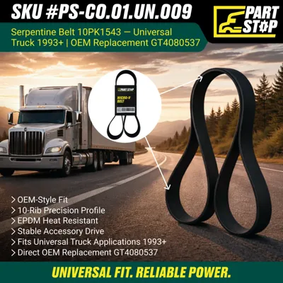 Engine Fan and Tensioner Serpentine Belt Fits International 2500487C1, 1687798C1 — infographic
