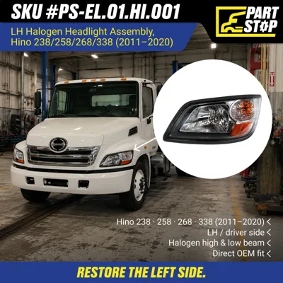 A-293-L A-293-R Halogen Headlight Pair for Hino 2011-2020 — infographic 1