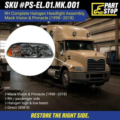 MKN-401-L MKN-401-R Complete Halogen Headlight Pair for Mack Pinnacle — infographic 4
