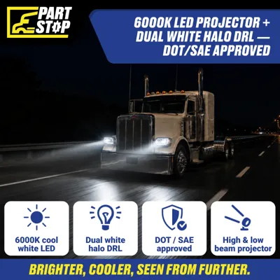 P54-6087 P54-6087-R LED Projector Headlight Halo Pair for Peterbilt 389 367 — infographic 2