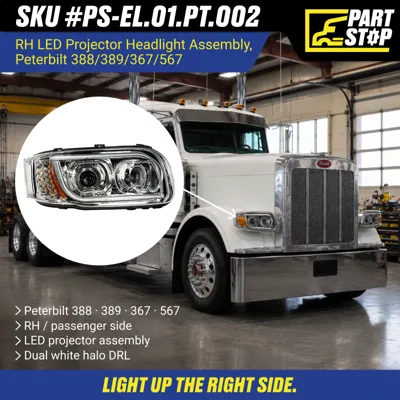 P54-6087 P54-6087-R LED Projector Headlight Halo Pair for Peterbilt 389 367 — infographic 4