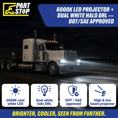 P54-6087 P54-6087-R LED Projector Headlight Halo Pair for Peterbilt 389 367 — infographic 5