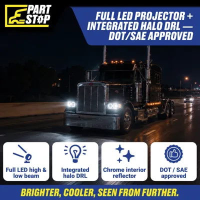 P54-6112-110 P54-6112-110R LED Headlight Chrome Housing Pair for Peterbilt — infographic 2