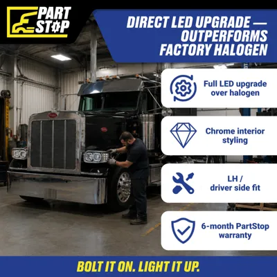 P54-6112-110 P54-6112-110R LED Headlight Chrome Housing Pair for Peterbilt — infographic 3