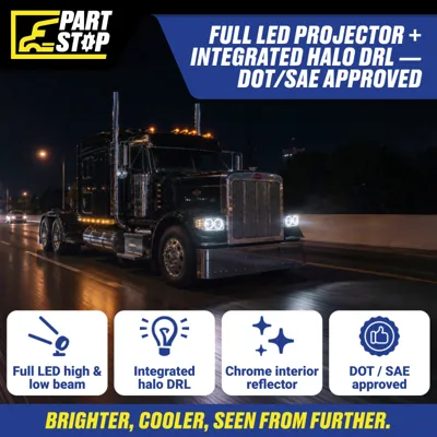 P54-6112-110 P54-6112-110R LED Headlight Chrome Housing Pair for Peterbilt — infographic 5