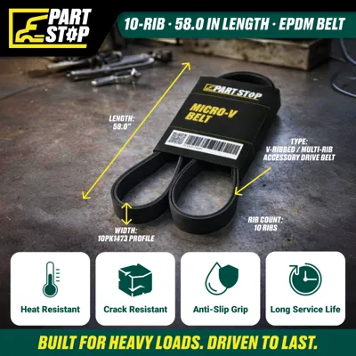 Serpentine Fan Belt Fits Freightliner , Mack 10-Rib 1471 mm 01-24894-000, 20821339 — infographic