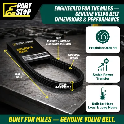 10PK1480, V-Ribbed Belt 20491756 23961779 4100585 5100585 K100582 Fits Volvo — infographic